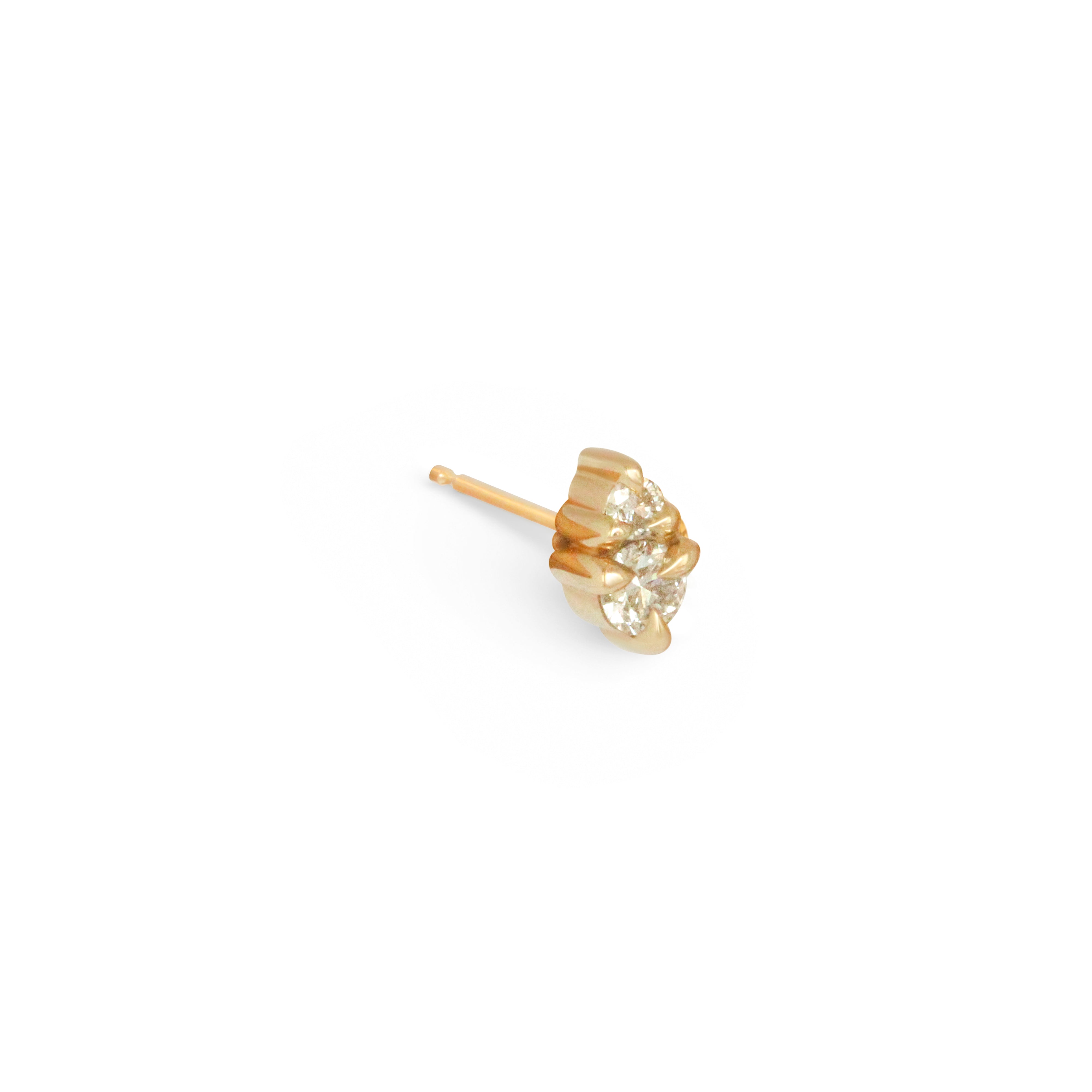Angled side view of Points Earring / Lab Diamond by Goldpoint Jewelry