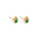 Side view of Points Earrings / Emerald + Lavender Sapphire by Goldpoint Jewelry