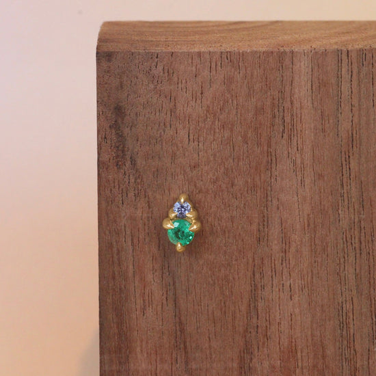 Points Earring / Emerald + Lavender Sapphire