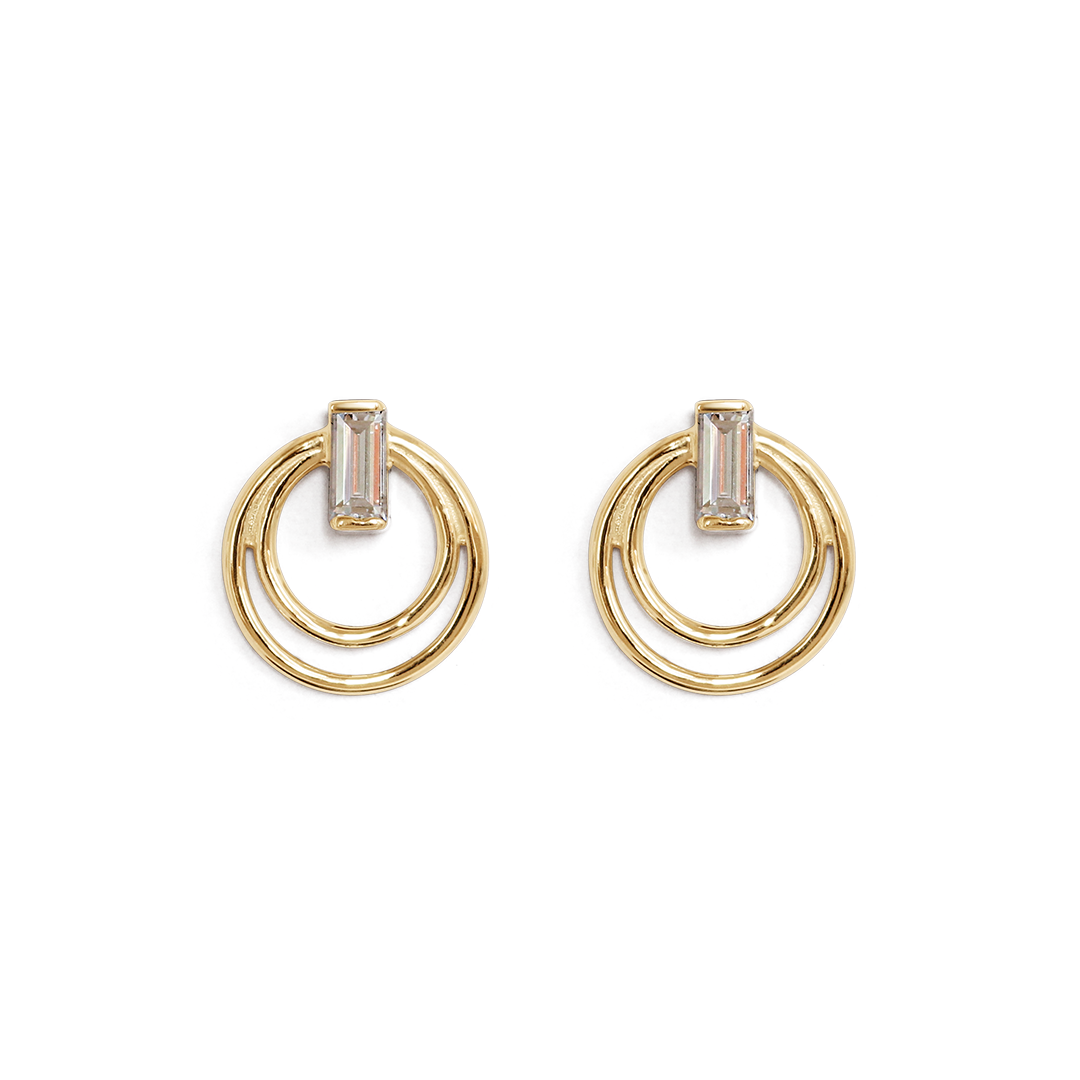 Ripple Earring / Lab Baguette Diamond by Goldpoint