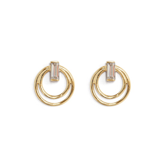 Ripple Earring / Lab Baguette Diamond by Goldpoint