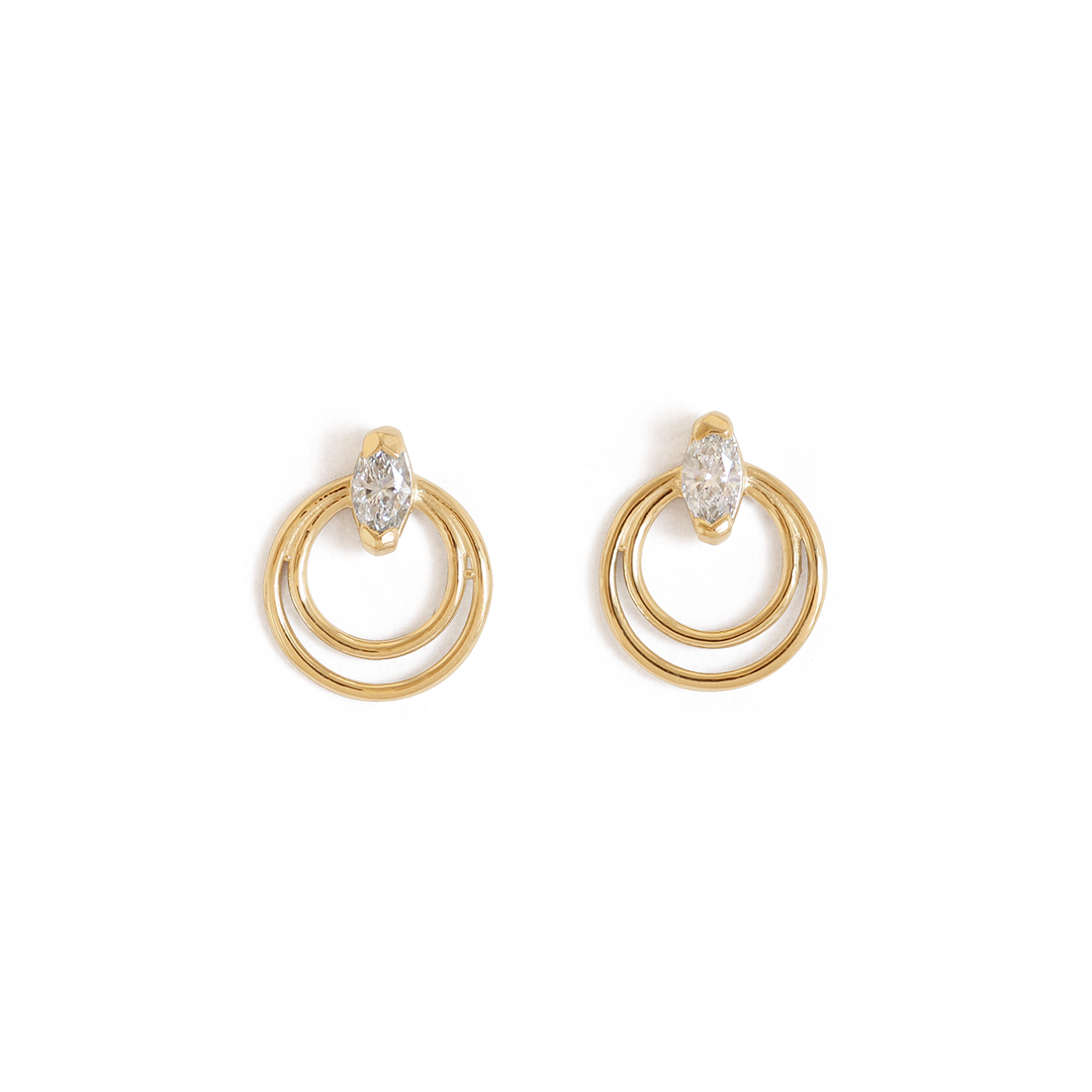 Ripple Earring / Lab Marquise Diamond