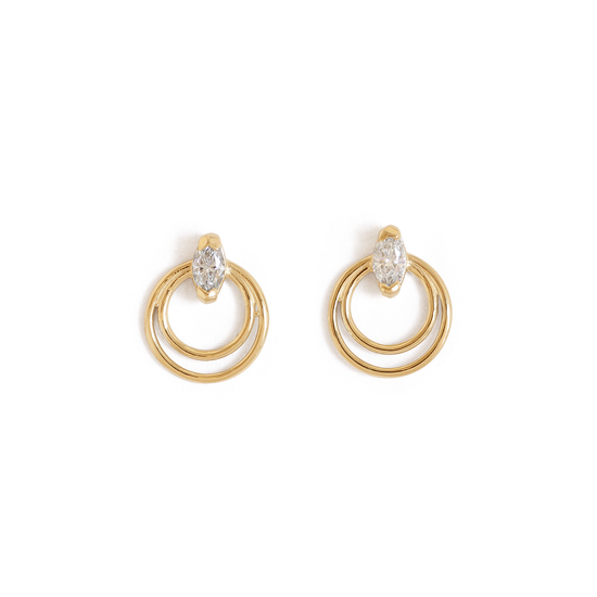 Ripple Earring / Lab Marquise Diamond by Goldpoint