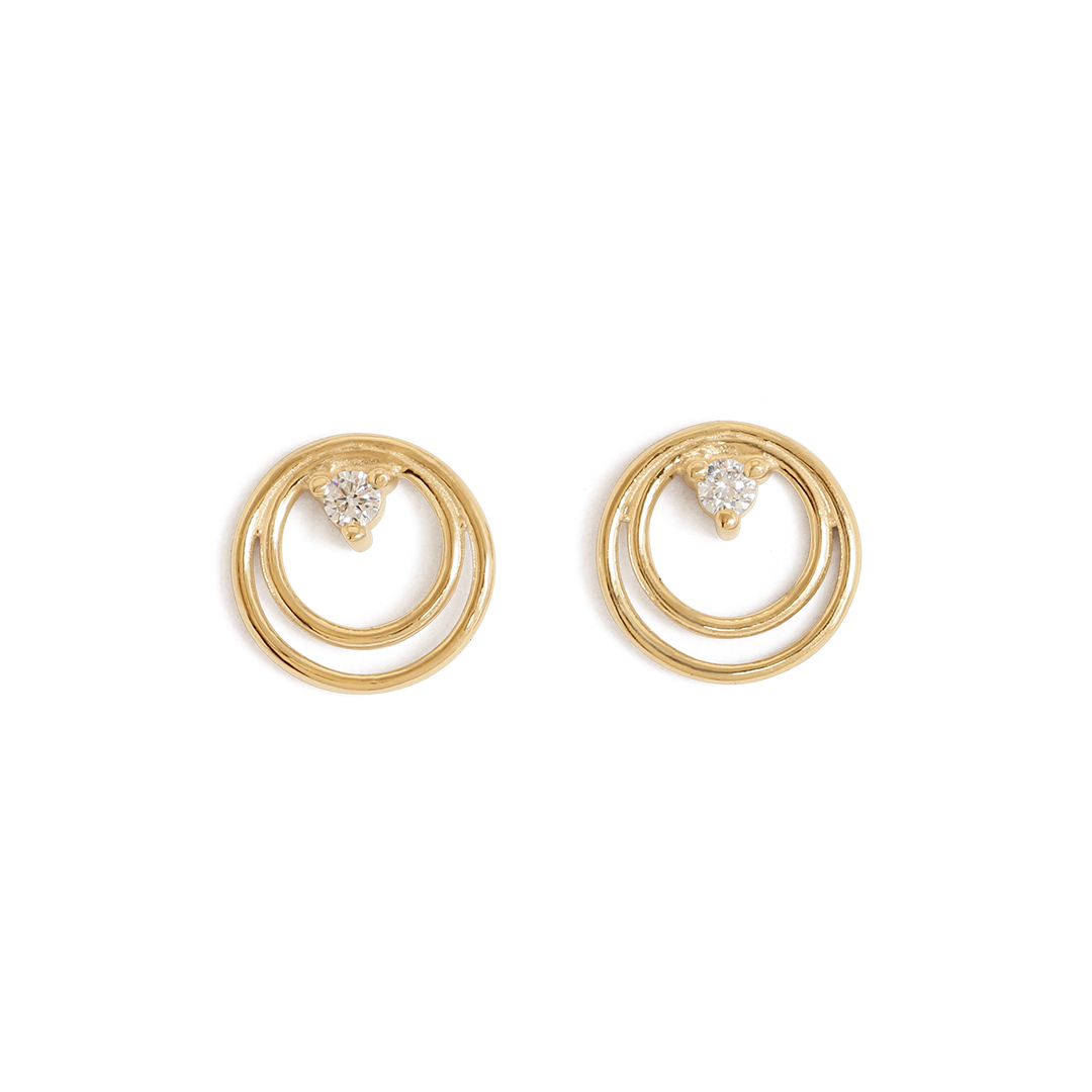 Ripple Earring / Lab Round Diamond by Goldpoint