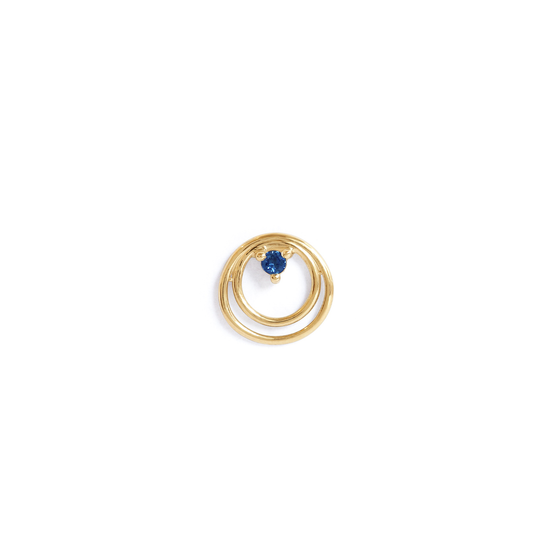 Ripple Earring / Round Sapphire by Goldpoint