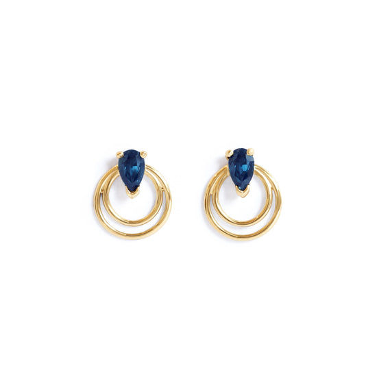 Ripple Earring / Pear Sapphire by Goldpoint