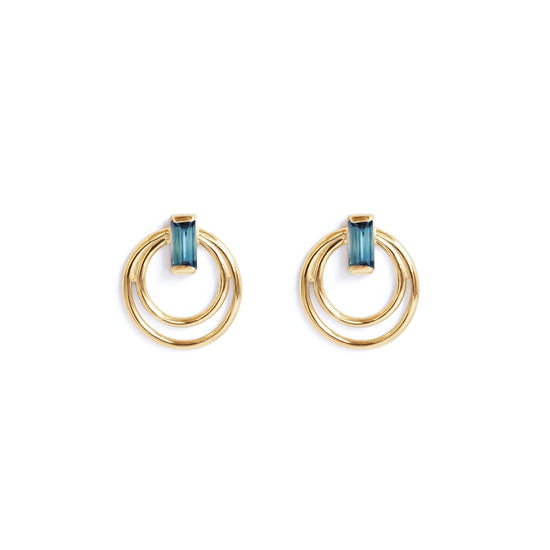 Ripple Earring / Baguette Sapphire by Goldpoint