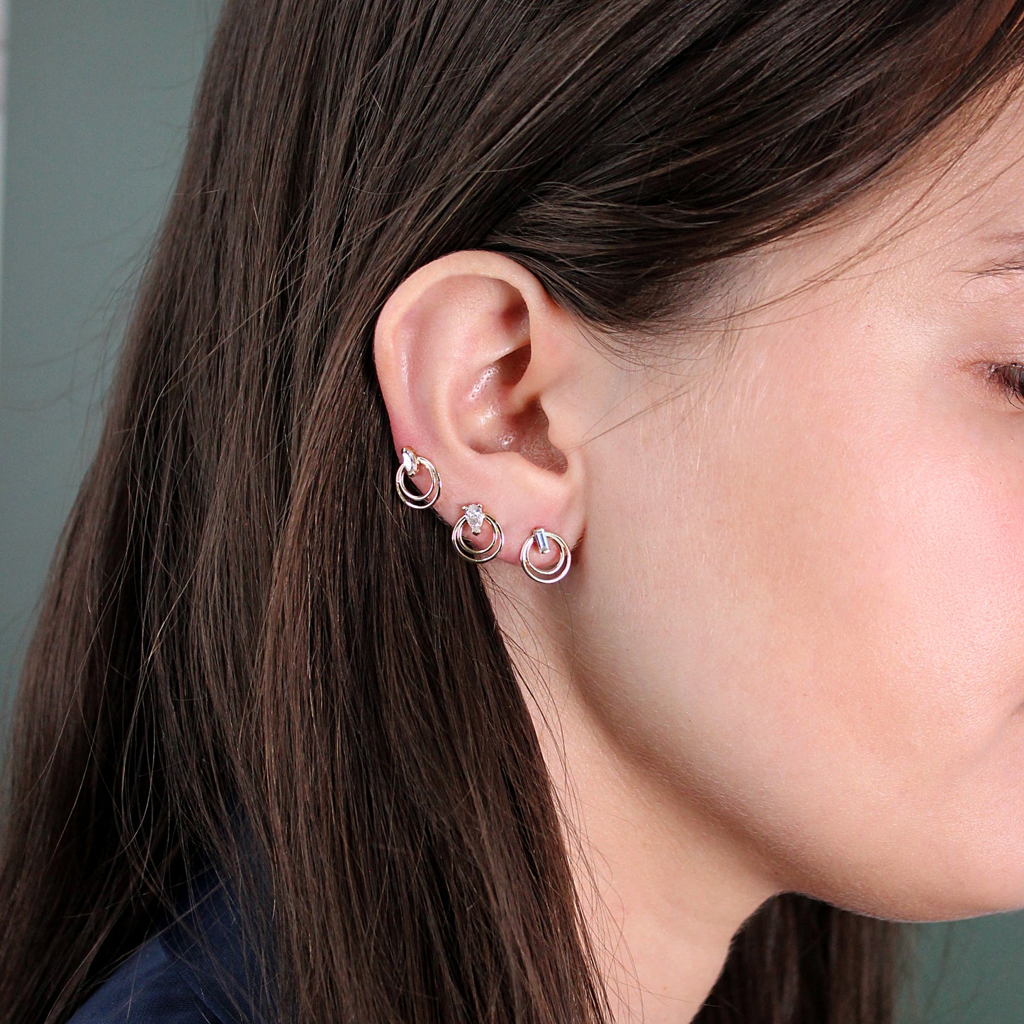 Ripple Earring / Lab Pear Diamond by Goldpoint