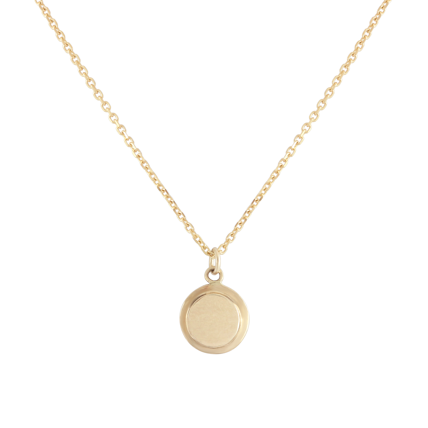 Step Frame Charm Circle Necklace / Diamond Cut Cable Chain
