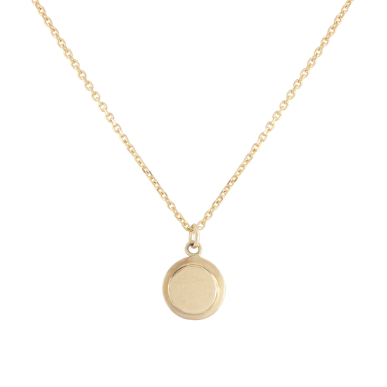 Step Frame Charm Circle Necklace / Diamond Cut Cable Chain