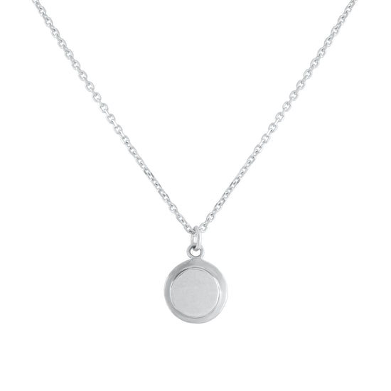 Step Frame Charm Circle Necklace / Diamond Cut Cable Chain