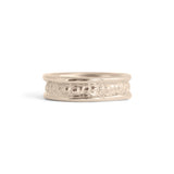 Front view of Ruins Polished Sides Band / in 14k White Gold by Goldpoint Jewelry