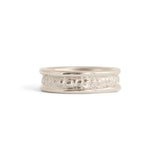 Front view of Ruins Polished Sides Band / in 18k White Gold by Goldpoint Jewelry