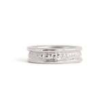 Front view of Ruins Polished Sides Band / in Platinum by Goldpoint Jewelry
