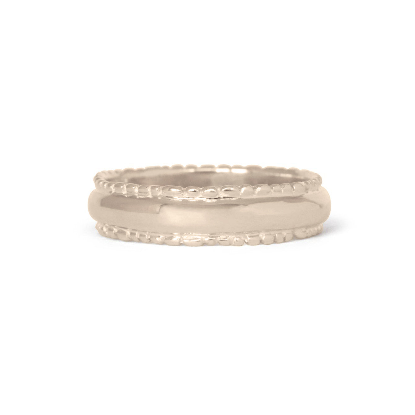 Front view of Ruins Dome Band in 14k white gold by Goldpoint Jewelry