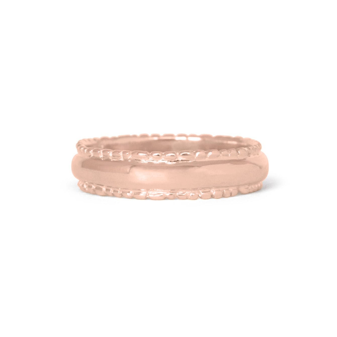 Front view of Ruins Dome Band in 18k rose gold by Goldpoint Jewelry