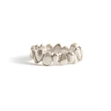 Front view of Ruins Wide Band in 18k white gold by Goldpoint Jewelry