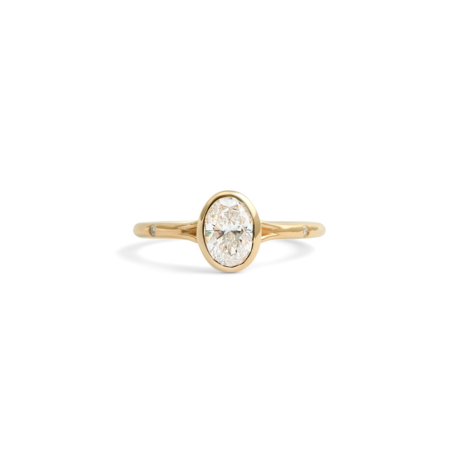 Front view of Suspended in Time Ring / Oval Lab Diamond 0.79ct by Sandy Rubin