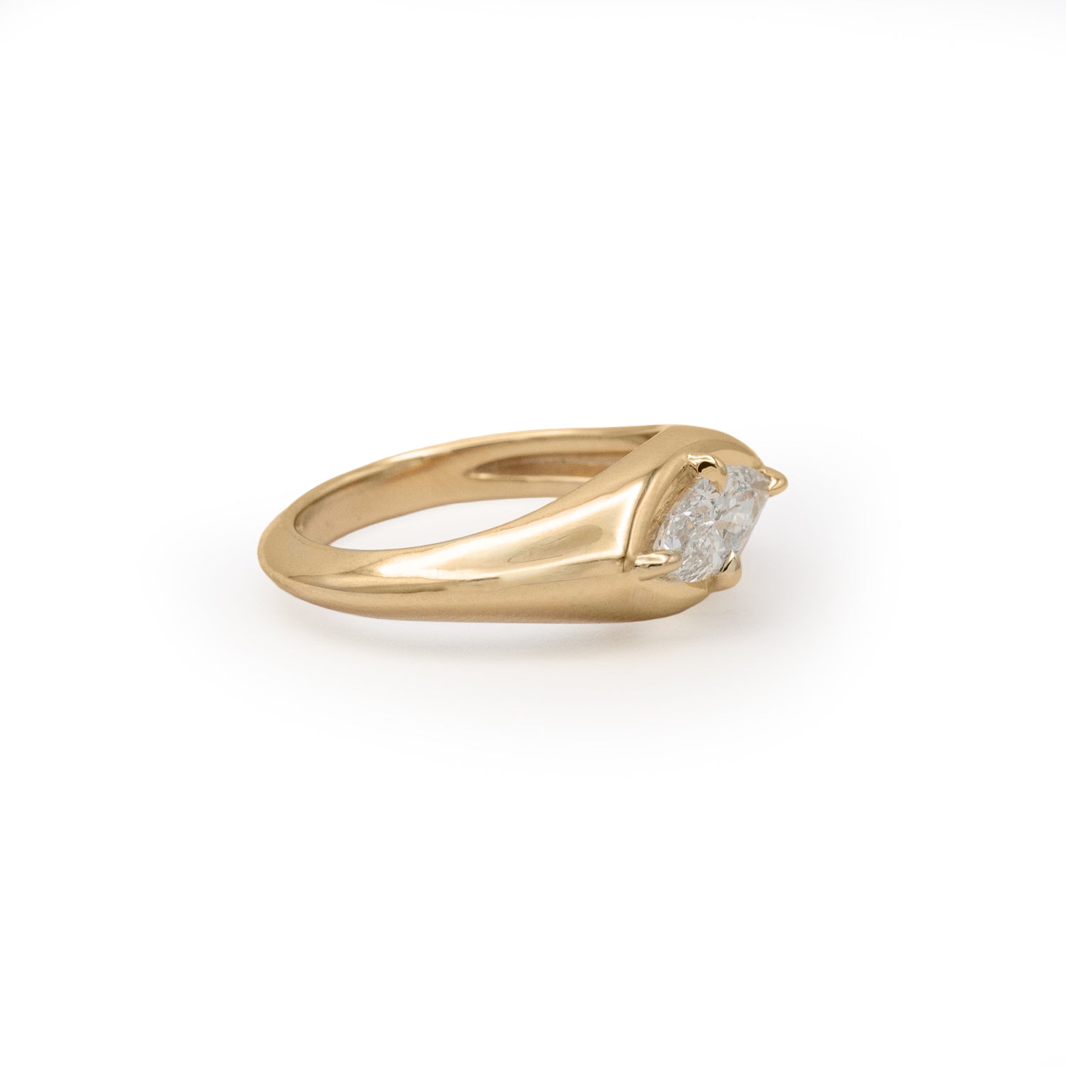 Angled side view of Leonard 4 Ring Marquise Diamond 1.02ct by Goldpoint Jewelry