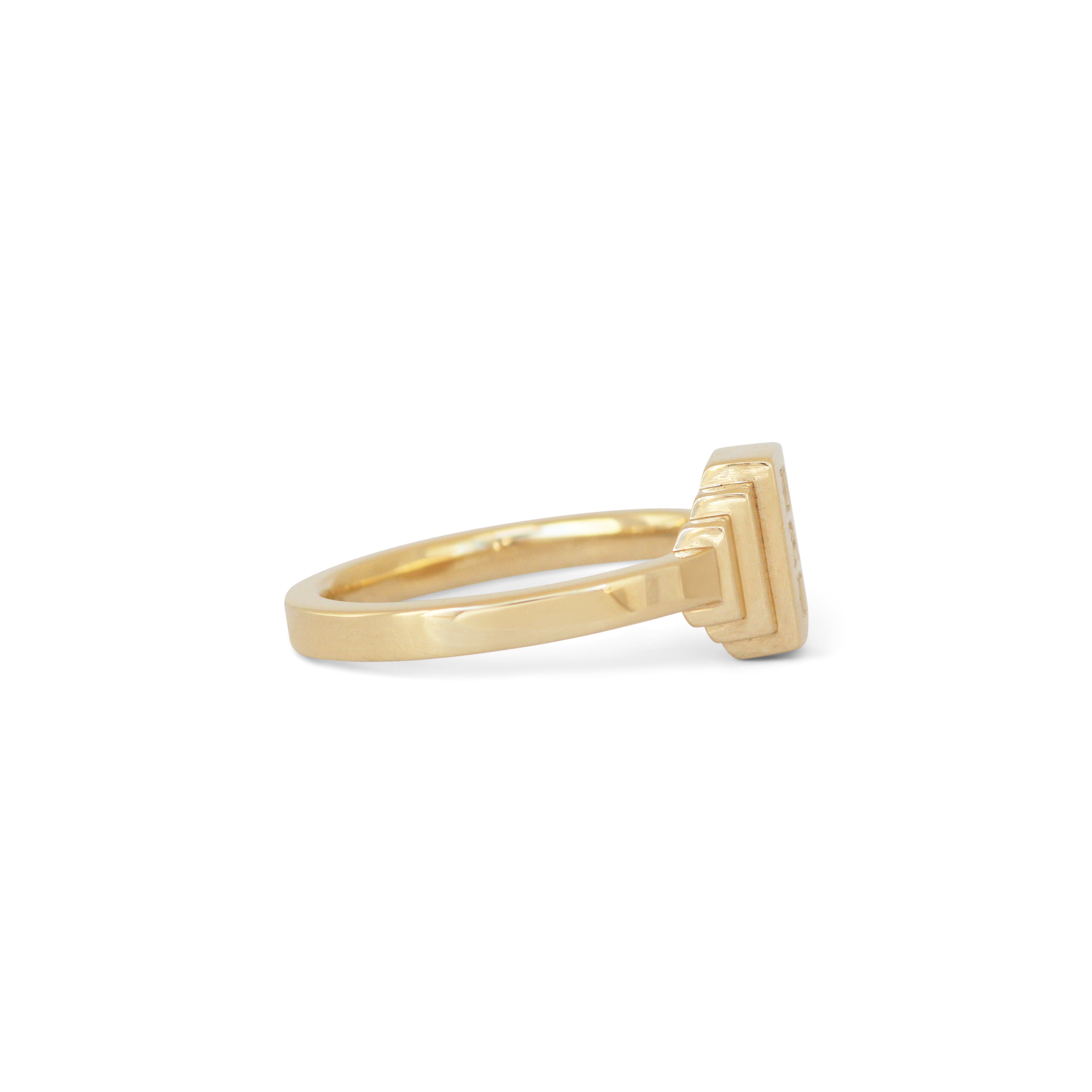 Side view of Step Signet Ring / Rectangle + Engraving by Goldpoint Jewelry