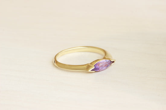 Load image into Gallery viewer, Sideways Ring / Marquise Purple Sapphire .79ct
