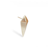 Angled side view of a singular Spike Earring / White Gold piece by Goldpoint Jewelry