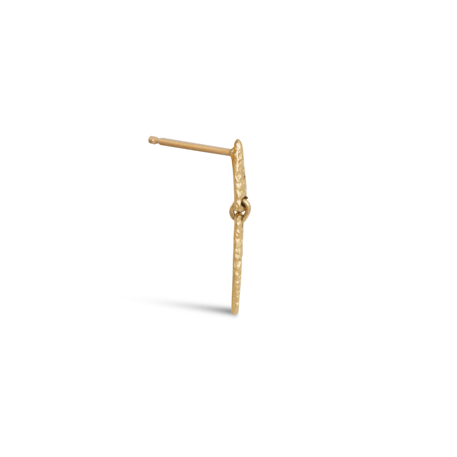 Side angled view of a singular Spine Drops Earrings piece by Erin Cuff