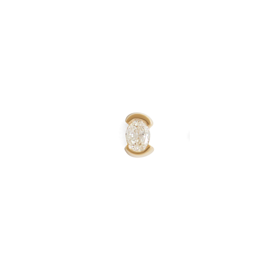 Split Bezel Earring / Lab Oval Diamond + Yellow Gold