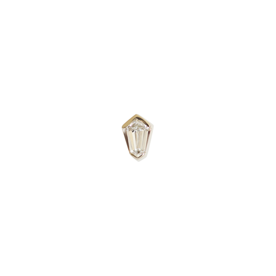 Split Bezel Earring / Shield Diamond + White Gold