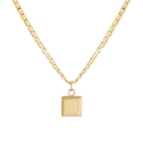 Front view of Step Frame Charm / Square  on a Mariner Chain by Goldpoint Jewelry