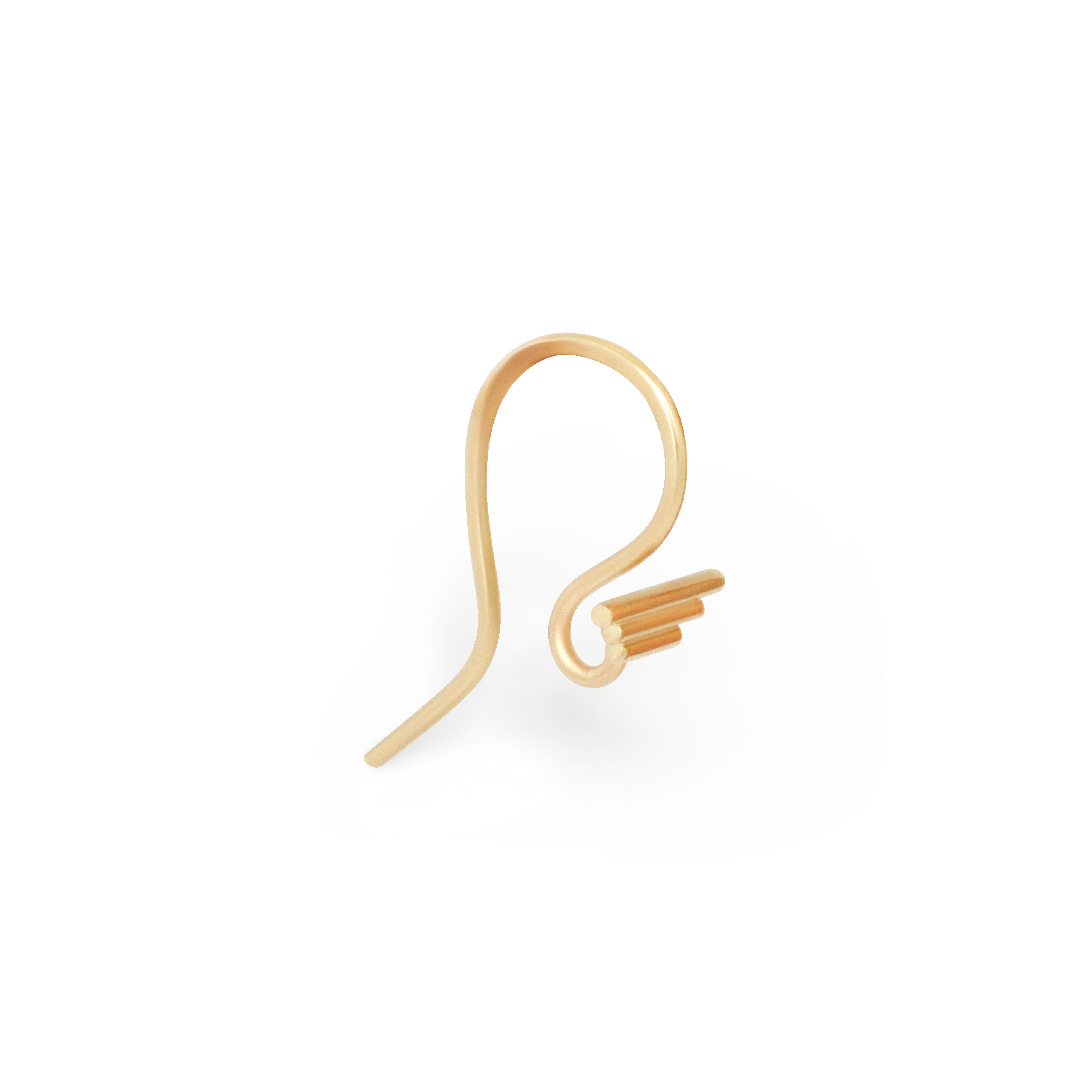 Side view of Step S Hook Earring by Goldpoint Jewelry