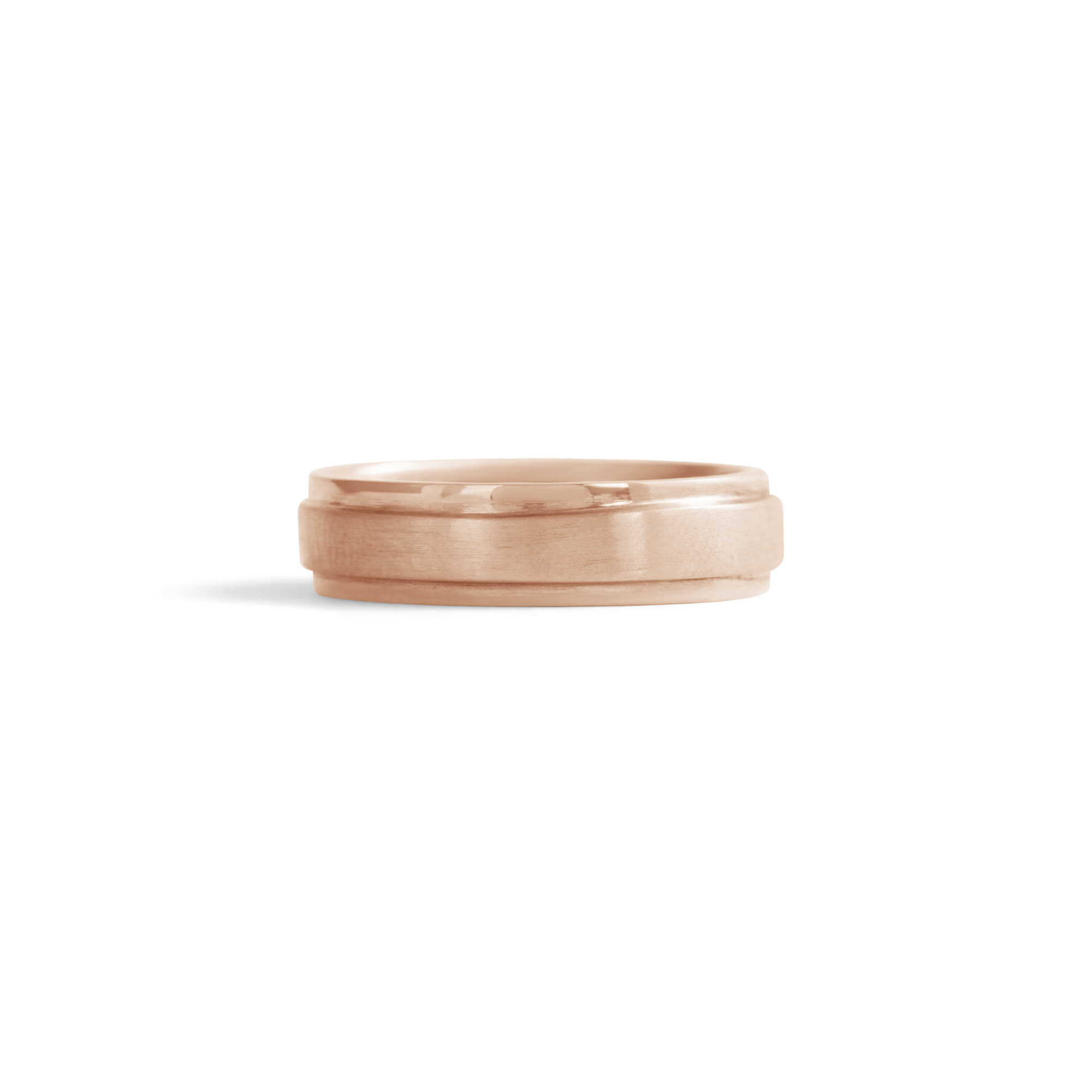 Front view of Cornice Band Wide Flat in 14k Rose Gold