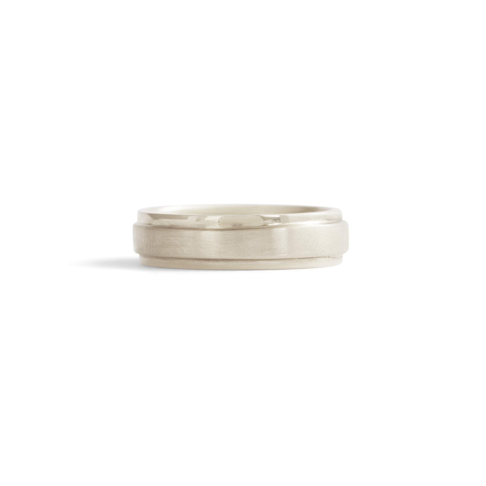 Front view of Cornice Band Wide Flat in 14k White Gold