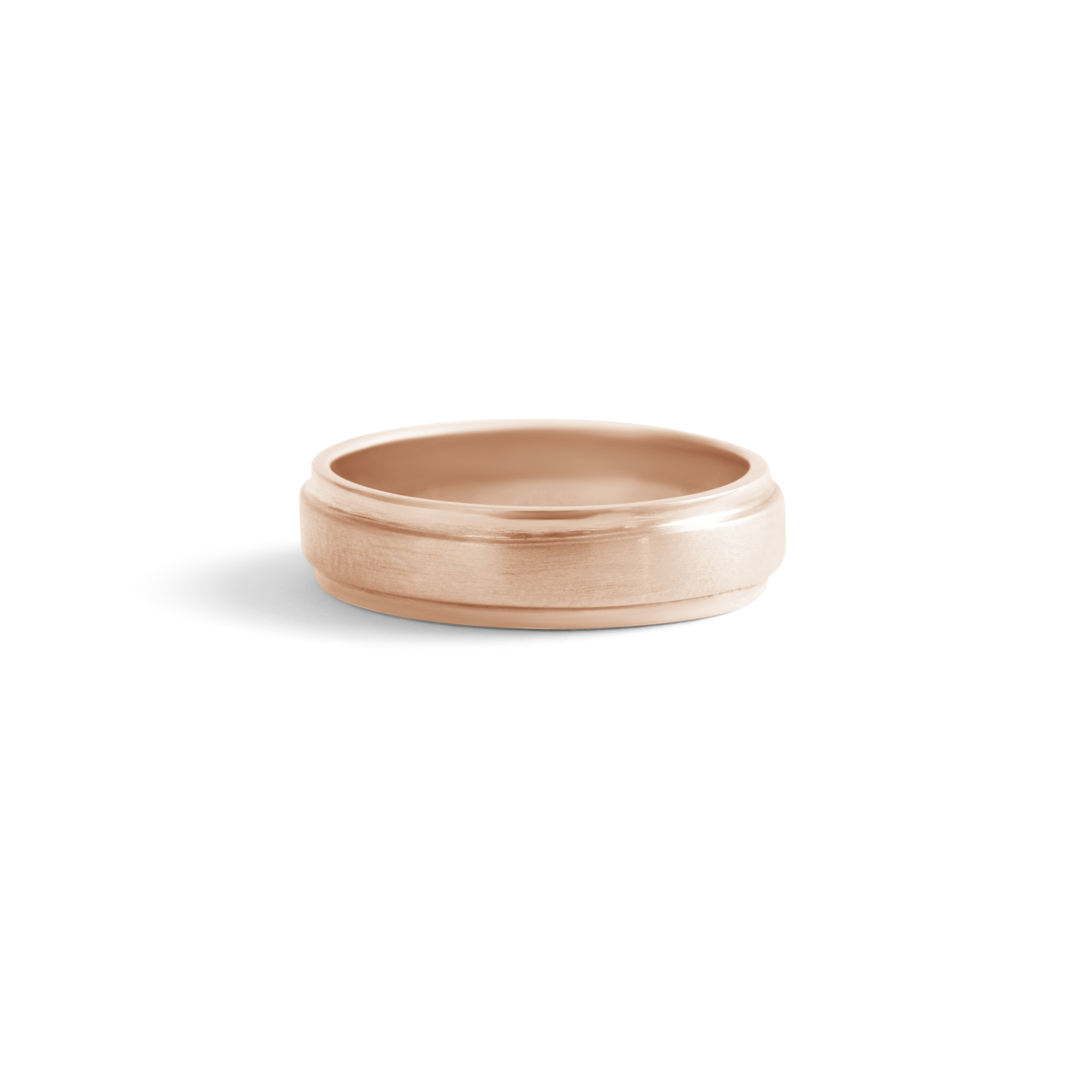 Side view of Cornice Band Wide Flat in 14k Rose Gold