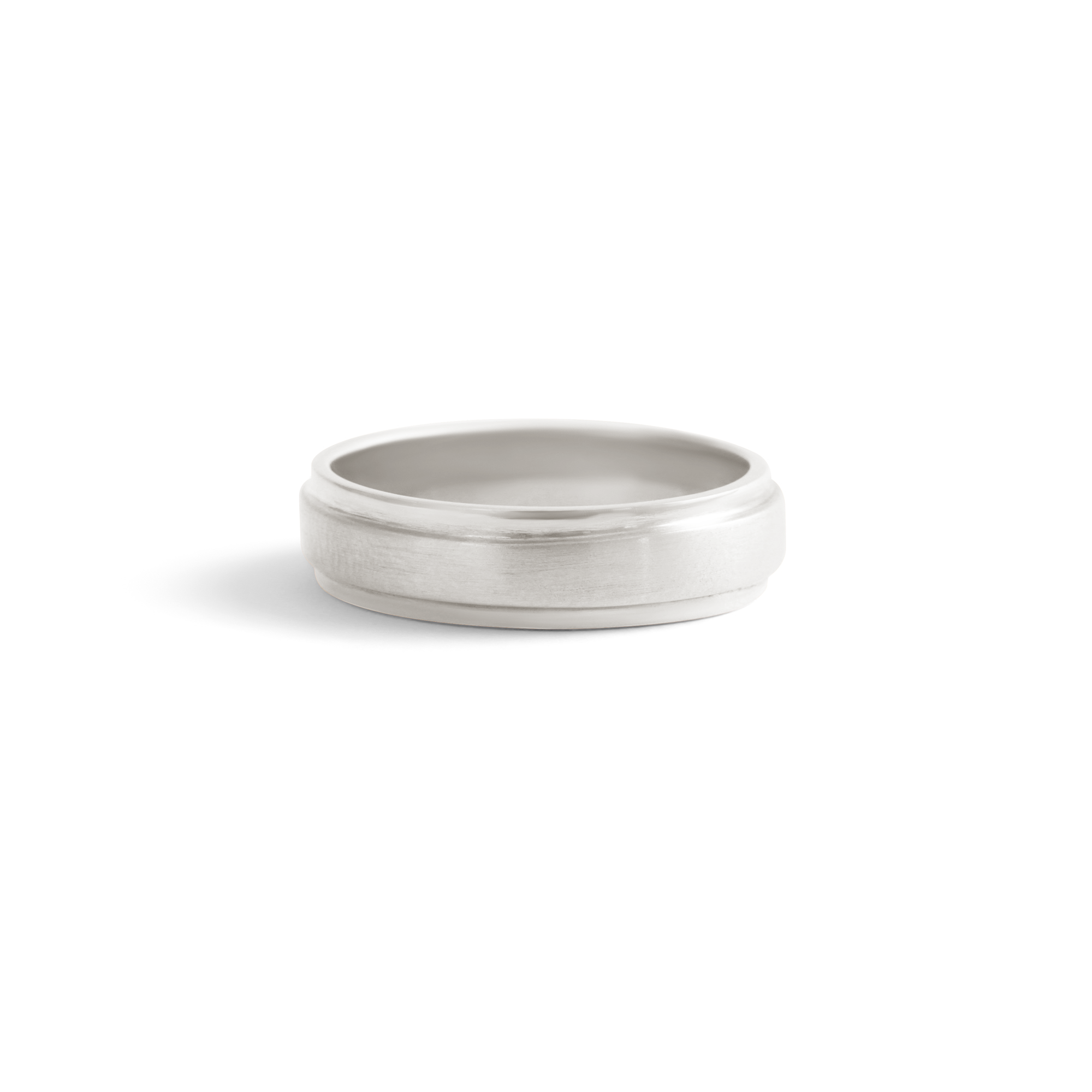 Side view of Cornice Band Wide Flat in 14k White Gold