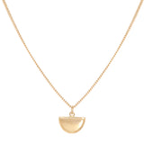 Step Frame Half Moon Charm Necklace / Cable Chain