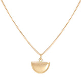 Step Frame Half Moon Charm Necklace / Cable Chain