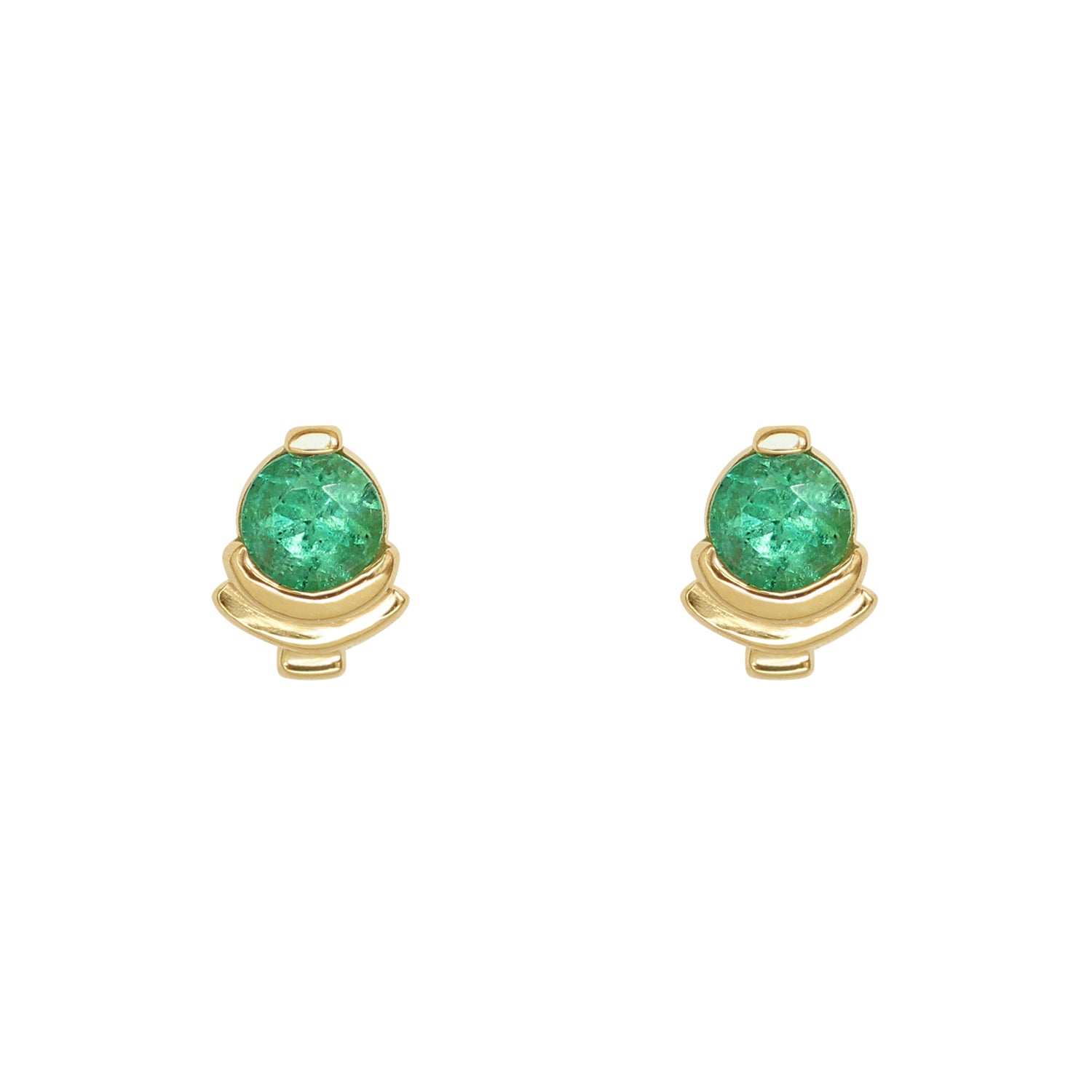Front view of a pair of Step Mazunte Earring / Emerald