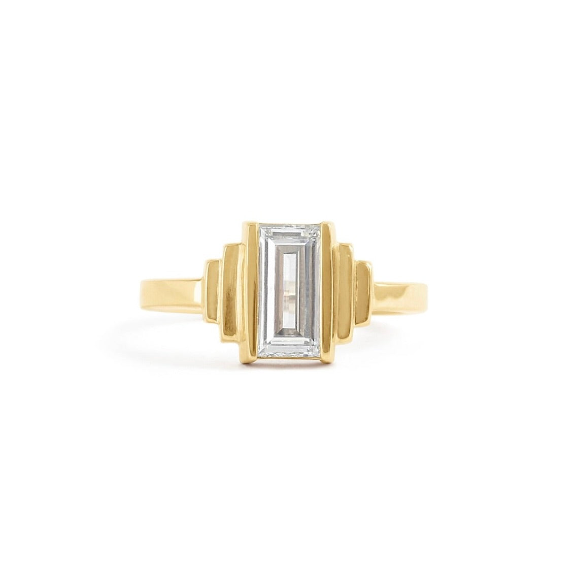 Front view of Kent Ring Baguette Lab Diamond 1.2ct by Goldpoint Jewelry