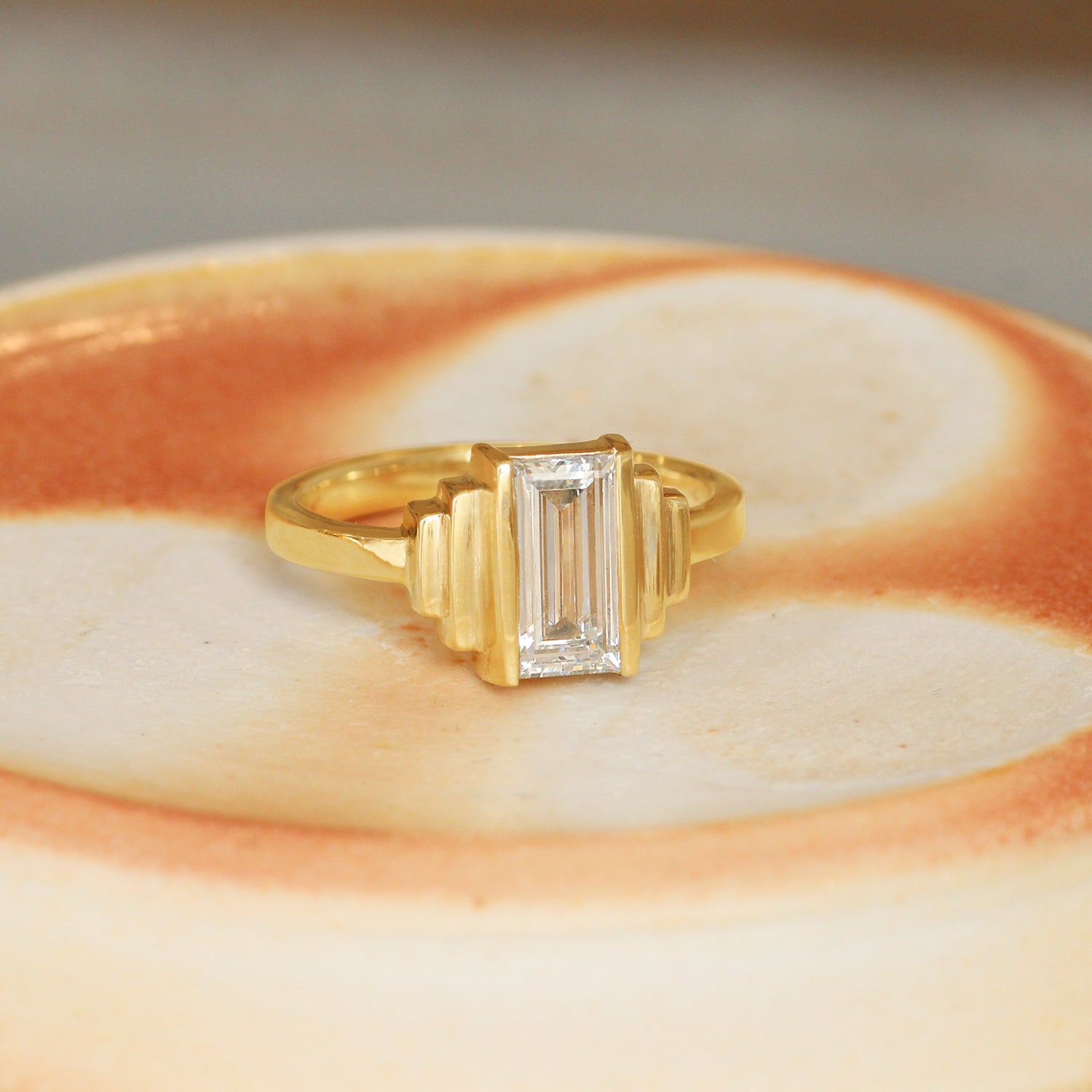 Lifestyle angled view of Kent Ring Baguette Lab Diamond 1.2ct by Goldpoint Jewelry