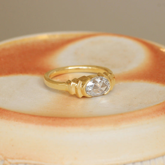 Side view of Step Ring / Oval Rose Cut Diamond