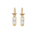 Step S Hook Earrings / Rectangle White Mother of Pearl Inlay by Goldpoint