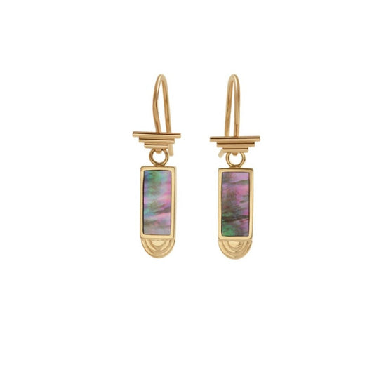 Step S Hook Earrings / Rectangle Black Mother of Pearl