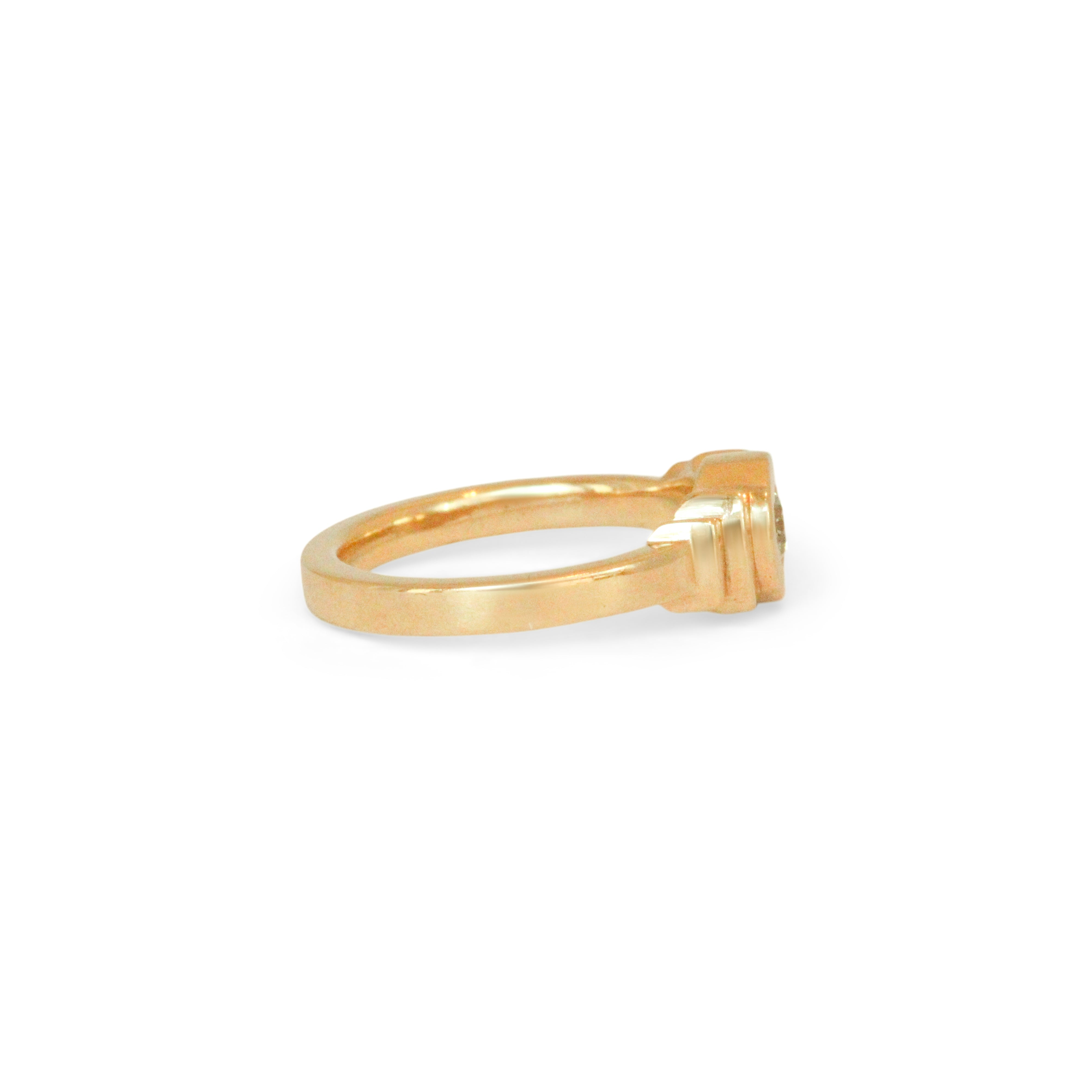 Side view of Step Signet Ring / Round Diamond by Goldpoint Jewelry
