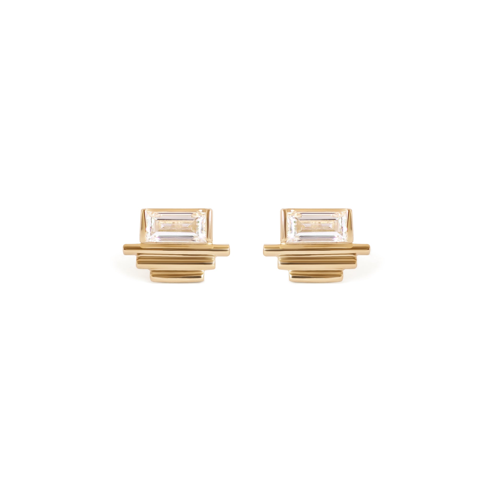 Step Pyramid Earring / Lab Baguette Diamond by Goldpoint