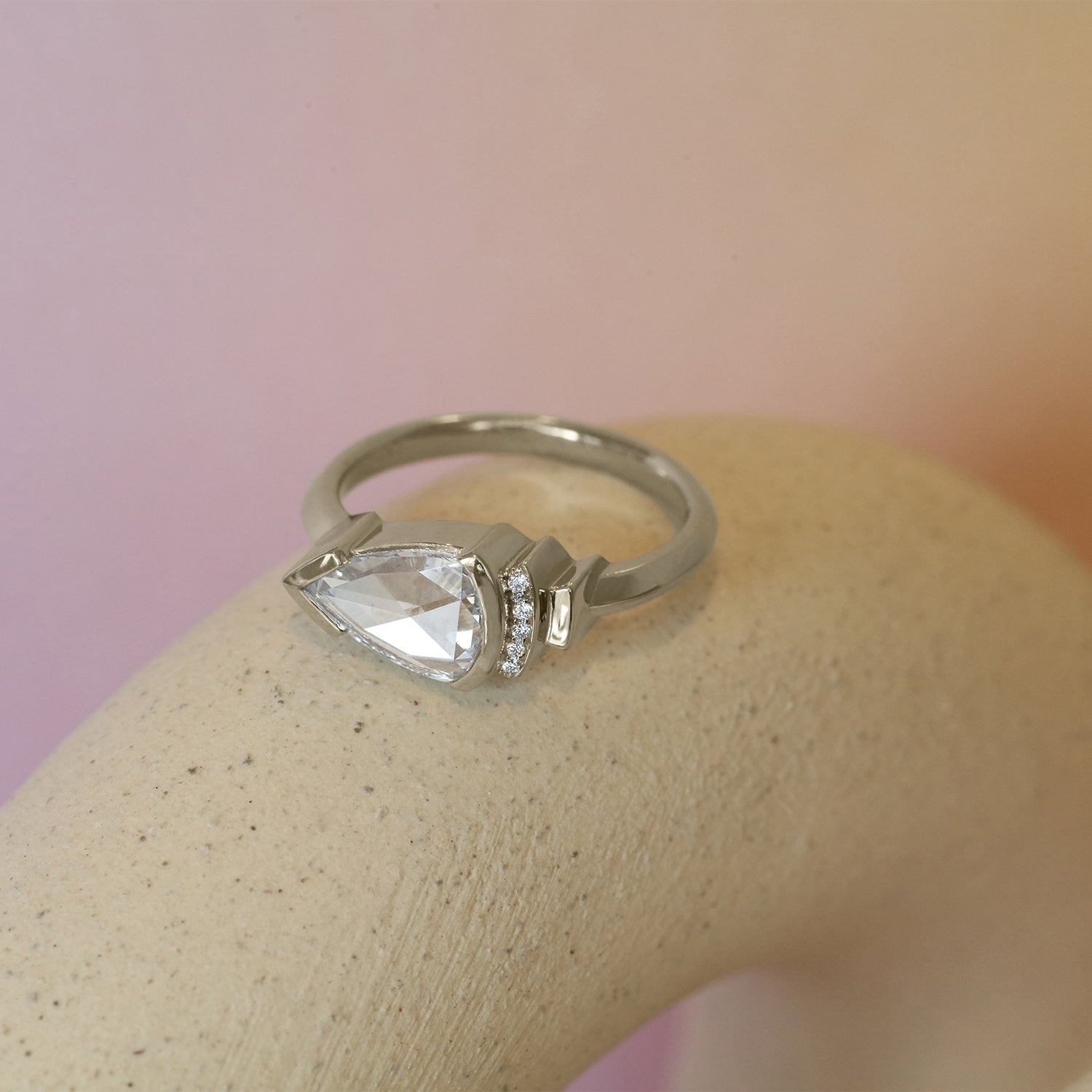 Lifestyle angled view of Kent Ring Pear Lab Diamond 0.62ct by Goldpoint
