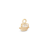 Angled side view of Step Pyramid Charm / Lab Baguette Diamond by Goldpoint Jewelry