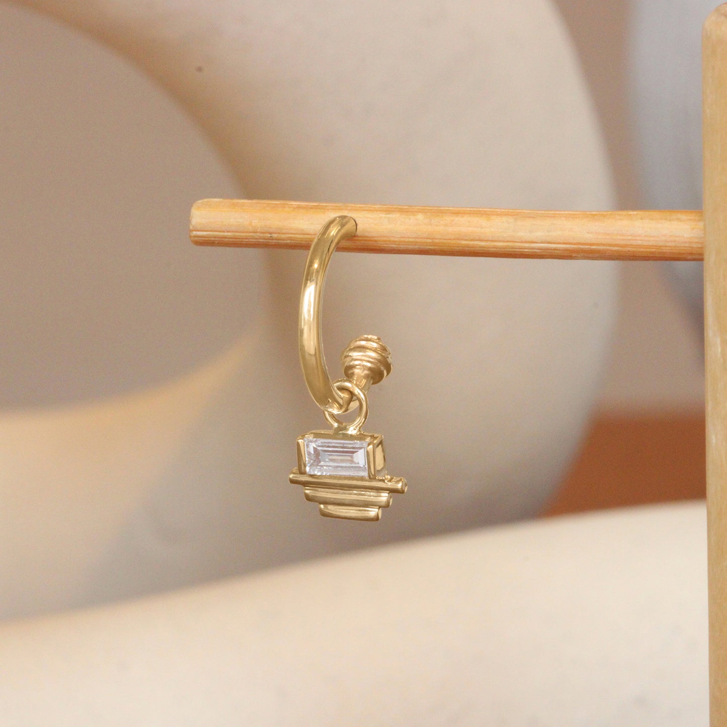 Step Pyramid Charm / Lab Baguette Diamond