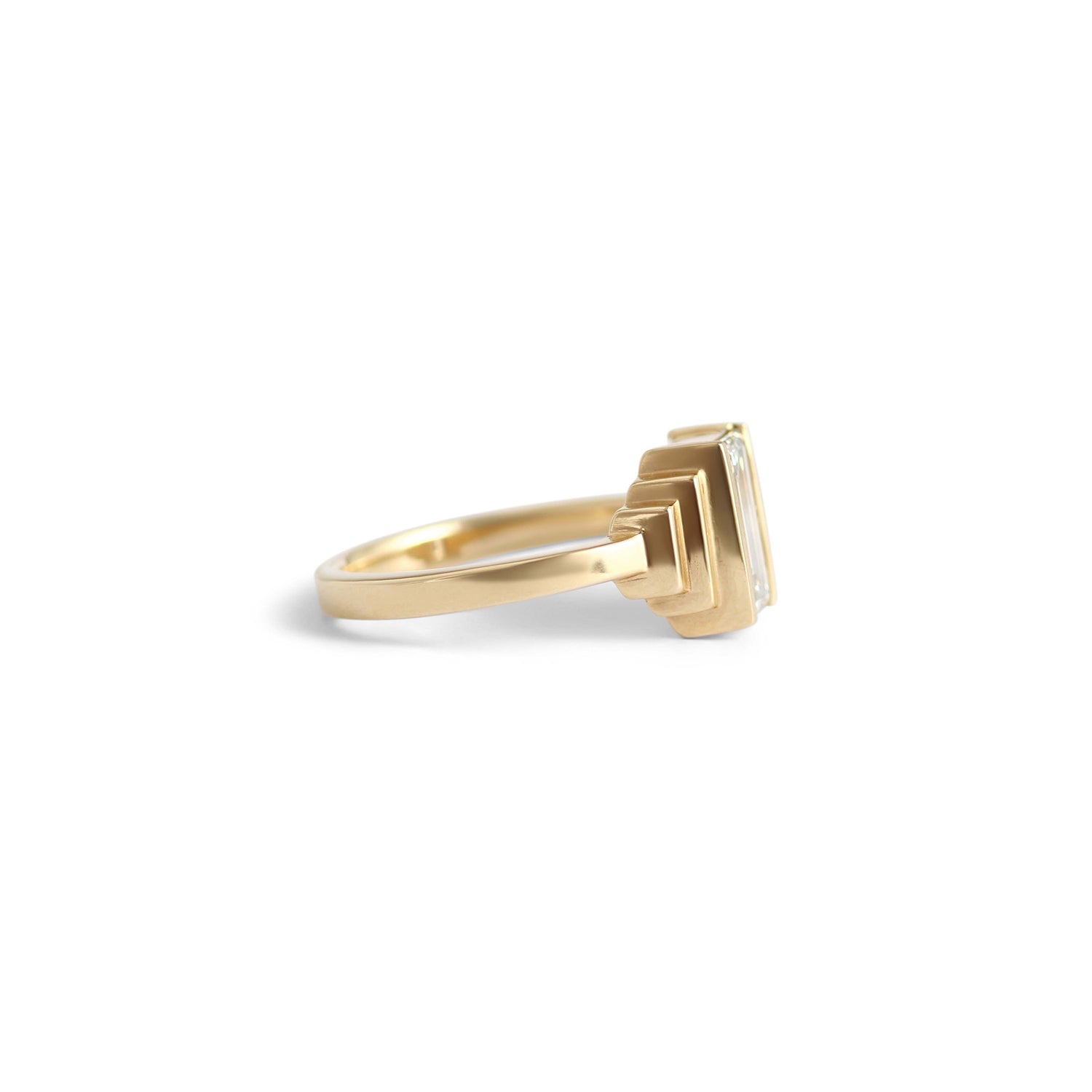 Side view of Kent Ring Baguette Lab Diamond 1.2ct by Goldpoint Jewelry