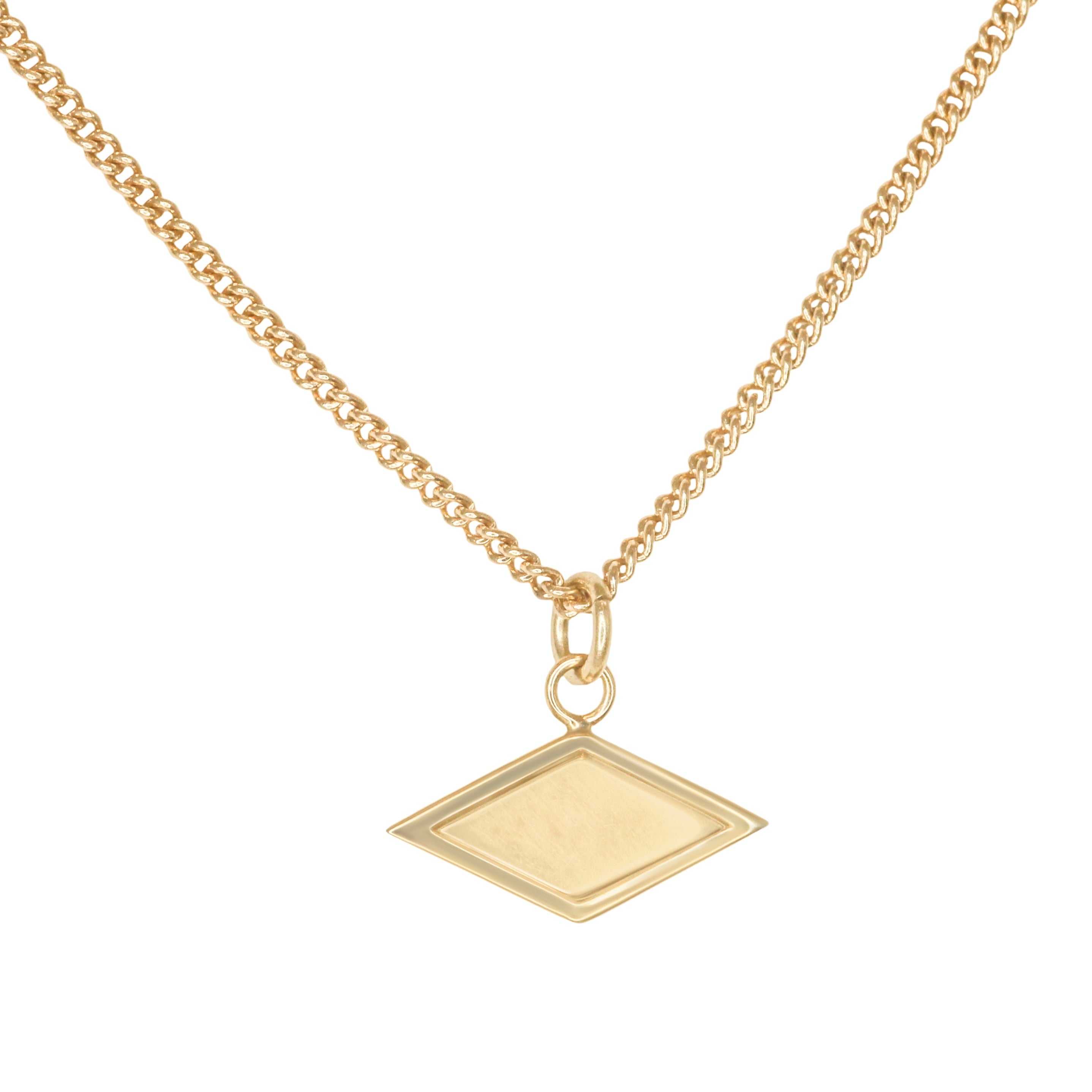 Front view of Step Frame Diamond Necklace / Curb Chain by Goldpoint Jewelry